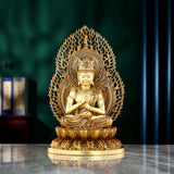 Mahavairocana Buddha Copper Statue – Dainichi Nyorai 大日如來 42cm Antique Tea-Gold Buddhist Decor