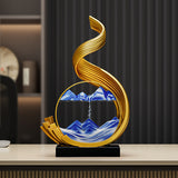 Gold Mountain Moving Sand Art Sculpture – Feng Shui Flowing Landscape Desk Ornament for Home, Office & Meditation