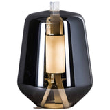 Obsidian Lantern Smoked Glass Table Lamp – 22 × 30cm Postmodern Warm Gold Accent Designer Bedside Light