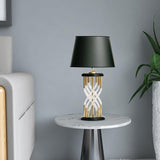 Helix Glass Rod Statement Table Lamp – 76cm Black Shade & Gold Postmodern Luxury Designer Light