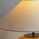 Wabi-Sabi Ceramic Pot Table Lamp – Vintage Aged Brown, Matte Black or Matte White Japanese Style Light with Linen Shade & Global Plug Options