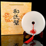 Polished White Chinese Peace Buckle Display Disc with Wood Stand – 10–30 cm