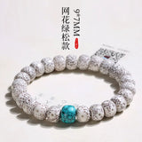 White Xingyue Bodhi Single-Wrap Bracelet Collection – Turquoise-Tone, Tiger-Eye-Style, Matrix Barrel & Plain, 7×9 / 8×10mm