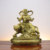 Zhao Gongming Riding Tiger 赵公明骑虎 Copperware Martial God of Wealth Statue – 25cm | Chinese Wu Caishen with Treasure Vessel for Office, Shop & Business Opening Gift