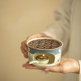 Authentic Handcrafted Soda-Glazed Lotus Rhyme Tea Warmer Candle Stove - Teaware Accessories