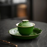 Authentic Neo-Chinese Emerald Green Large San Cai Gaiwan - 180ml Anti-Scald Gongfu Tea Bowl