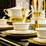 Embossed Rose Bone China Dinnerware Collection – Jingdezhen White & Gold 18, 38, 42 or 60-Piece Gift Sets & Individual Tableware