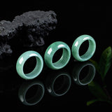 Certified Grade A Blue Water Jadeite Wide Band Ring – Icy Blue-Green Natural Jade, 16–23 mm