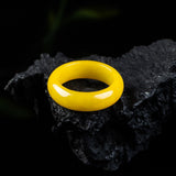 Certified Grade A Chicken-Oil Yellow Jadeite Band Ring – Full Golden Yellow Natural Jade, 16–20 mm