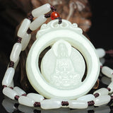 Certified Natural Hetian Jade Rotating Guanyin Medallion Pendant – 55 mm White Nephrite with CMA Certificate