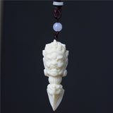 Ivory Nut Jiangmo Chu Ritual-Dagger Inspired Pendant – Tagua / Vegetable Ivory Multi-Faced Cultural Carving, 10 cm