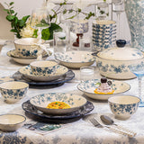 Lantang Weiyang Vintage Blue Floral High-Temperature Ceramic Dinnerware – 16, 26, 36 & 58-Piece Sets for 4–12 People