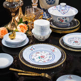 Man Yuan Chun Se 满园春色 Floral Blue Luxury Ceramic Dinnerware Set – 48 & 70-Piece Gift Box Collections