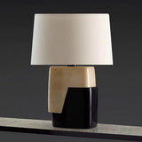 Monolith Black & Ivory Geometric Postmodern Table Lamp – Luxury Sculptural Bedside & Console Light