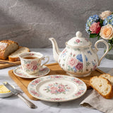 Vintage Afternoon Tea New Bone China Gift Set – 900ml Teapot, 248ml Cup & Saucer, 20cm Dessert Plate – 5 Botanical & Chinoiserie Patterns