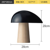Mori Nordic Mushroom Table Lamp – Matte Black & Soft White Wood-Look Japandi Bedside Light