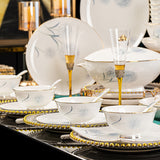 Pu Gong Ying 蒲公英 Blue Dandelion Bone China Dinnerware Set – 42 & 60-Piece Jingdezhen Gift Sets