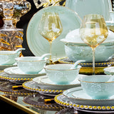 Qing Ci Fan Hua 青瓷繁花 Pale Celadon Floral High-White Porcelain Dinnerware Set – 42, 56 & 68-Piece Gift Sets