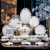 Qinghua Furong 68-Piece Jingdezhen Blue & White Porcelain Dinnerware Set – 10-Person Chinese Tableware