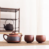 Hand-Carved Chattered Texture Xishi Yixing Zisha Teapot - 180ml