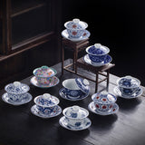 Rotating Levitating Blue & White Sancai Gaiwan - 160ml