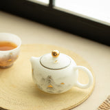 Authentic Ice-Glazed Biscuit 24K Gilded Mountain Xishi Ceramic Teapot - 175ml Gongfu Pot