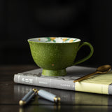 Authentic Gold-Splashed Hand-Painted Osmanthus & Butterfly Ceramic Mug - 280ml Pastoral Cup