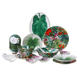 Tropical Rainforest Botanical Bone China Dinnerware Set – 28-Piece Green Leaf & Floral Gift Box Tableware