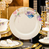 Watercolor Bloom Abstract Floral Bone China Tableware Collection – Gold-Rim Bowls, Plates & Serving Pieces