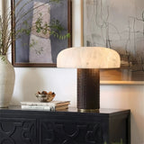 Atelier Weave Faux Alabaster Dome Table Lamp – Brown Textured Postmodern Mushroom Light