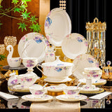Xunmengyuan Watercolor Floral Bone China Dinnerware Collection – 38, 42, 56 & 60-Piece Sets, Plates, Tureen & Serving Pieces