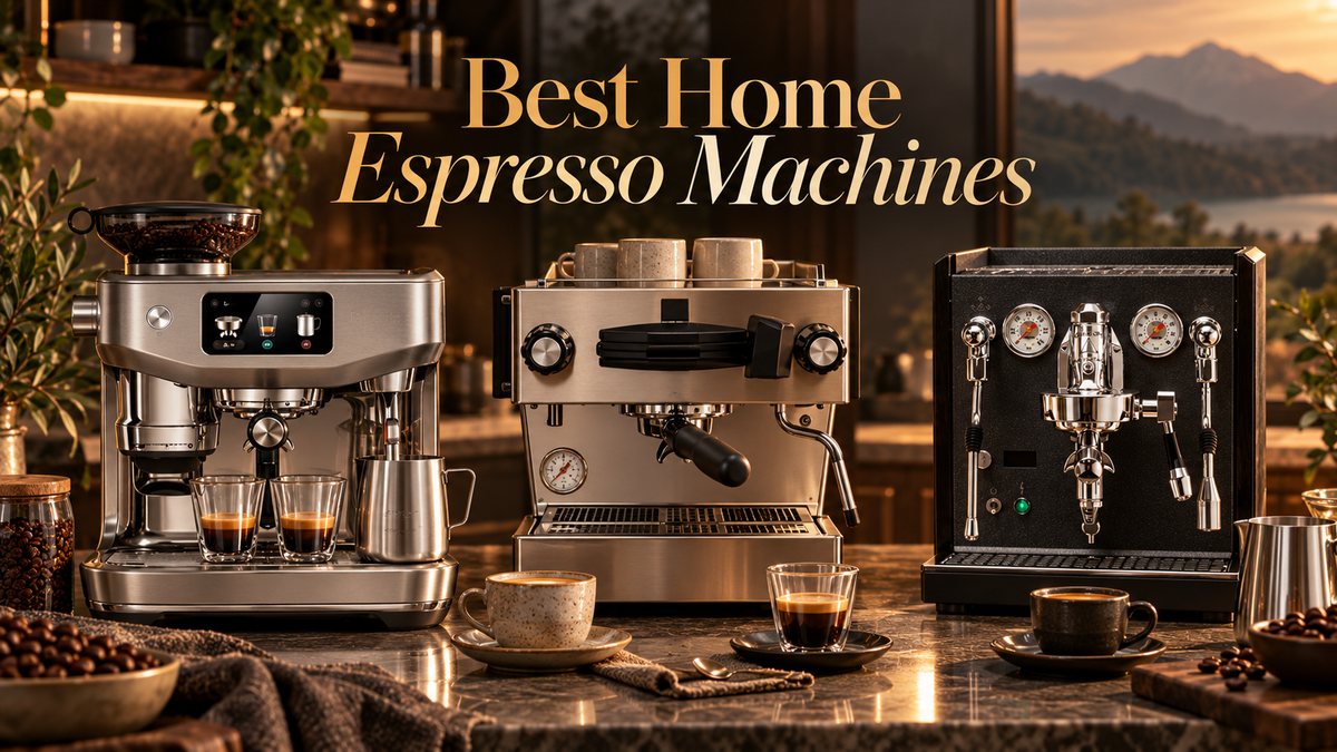 Premium home espresso machines in a luxury coffee bar comparison