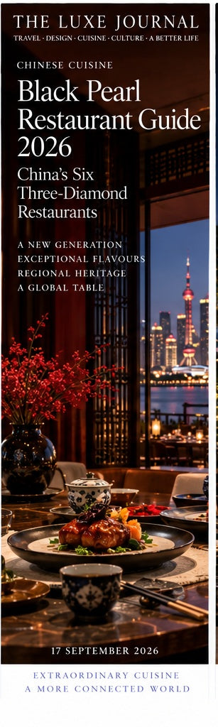 The Luxe Journal cover for the 2026 Black Pearl Restaurant Guide featuring China's six three-diamond restaurants