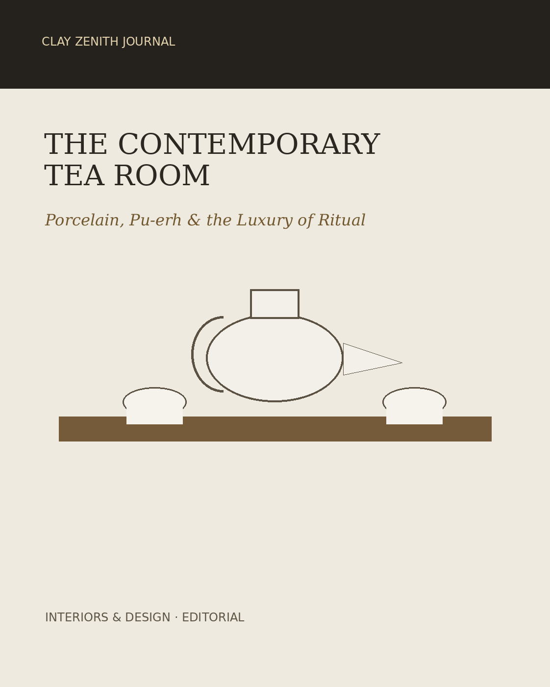 Contemporary tea room with porcelain and Pu-erh editorial cover