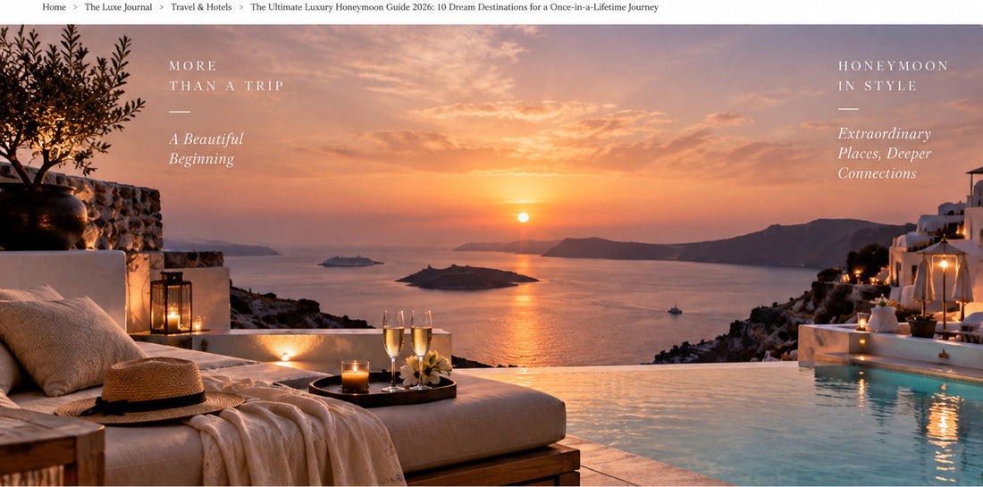THE LUXE JOURNAL Santorini and Greek Islands luxury honeymoon guide with sunset sea views and private terrace