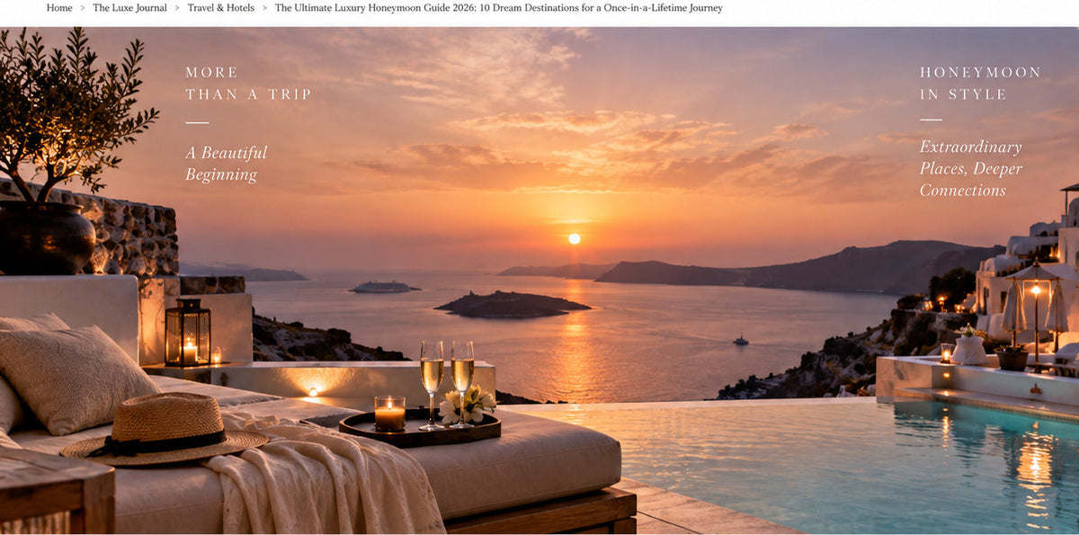 THE LUXE JOURNAL Santorini and Greek Islands luxury honeymoon guide with sunset sea views and private terrace
