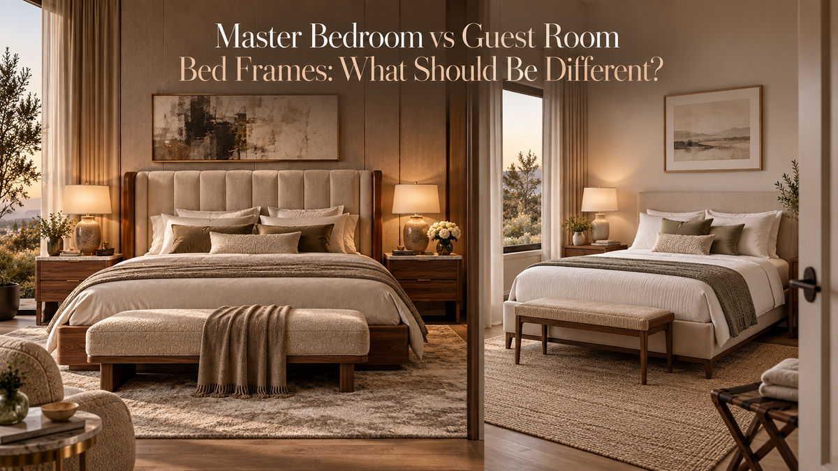 Luxury master bedroom and guest bedroom bed frame comparison