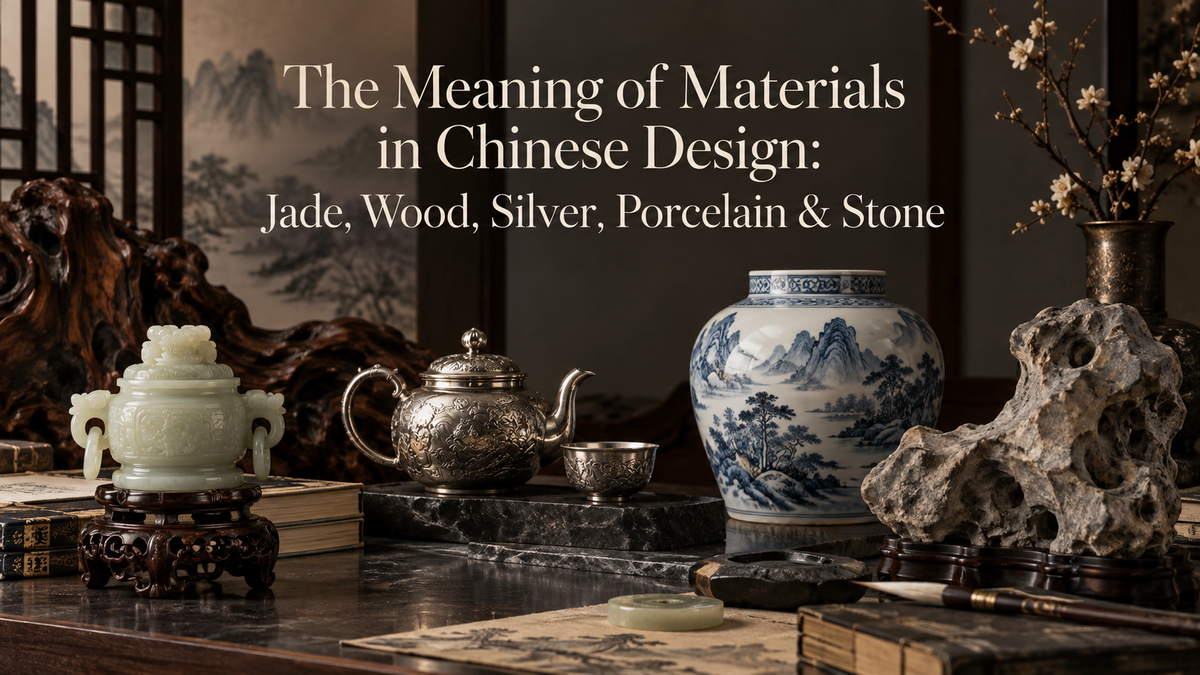 Jade, wood, silver, porcelain and scholar stone in Chinese design