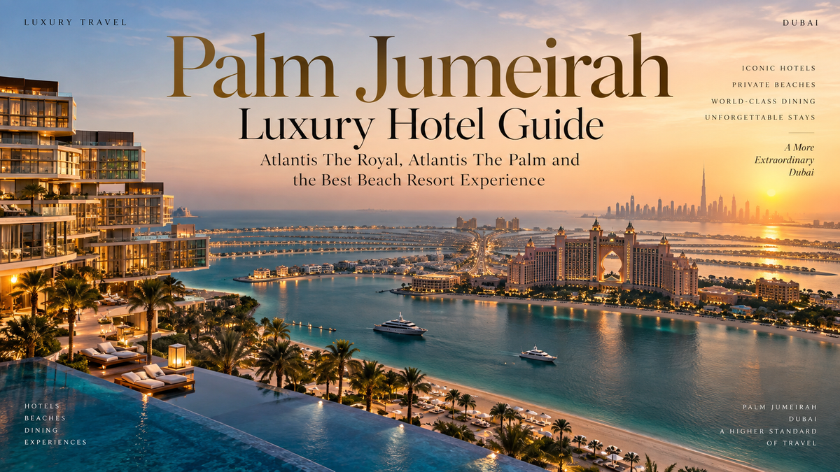 Palm Jumeirah luxury hotel guide with Atlantis resorts and Dubai skyline