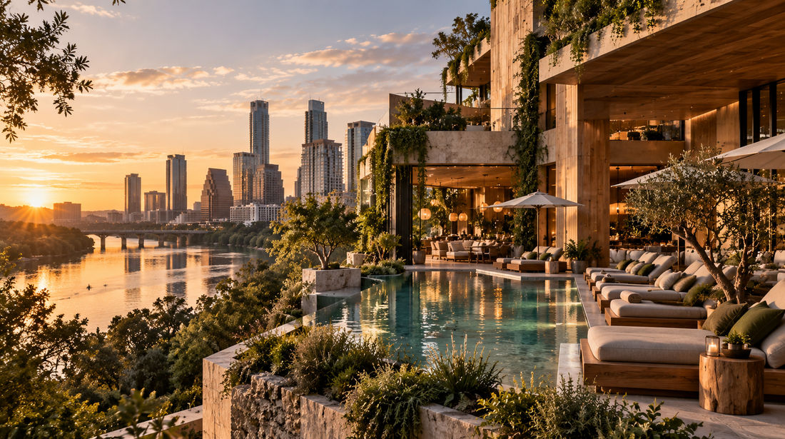 THE LUXE JOURNAL hotel opening cover for 1 Hotel Austin with biophilic design and river views