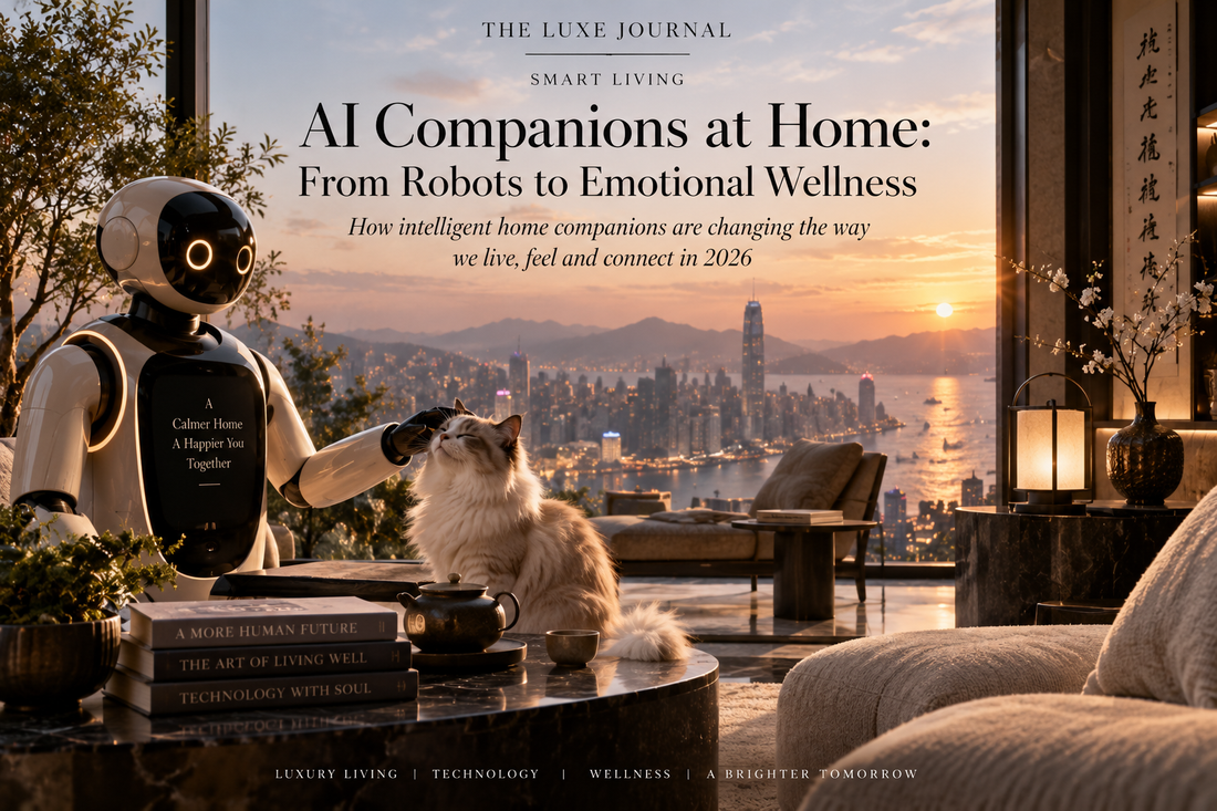 THE LUXE JOURNAL cover for AI pet care, home companion robots and emotional wellness