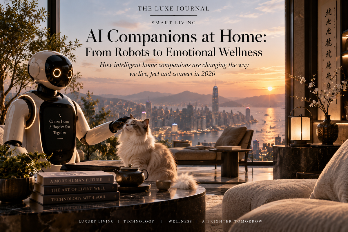 THE LUXE JOURNAL cover for AI pet care, home companion robots and emotional wellness