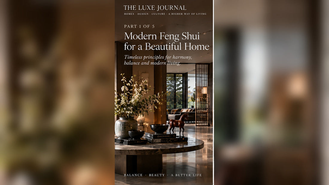 THE LUXE JOURNAL cover for anti-clutter luxury with fewer, better objects in a refined contemporary interior