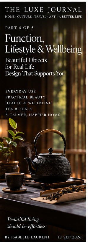 The Luxe Journal curation philosophy Part 4 editorial cover about function, lifestyle, wellbeing and meaningful daily rituals