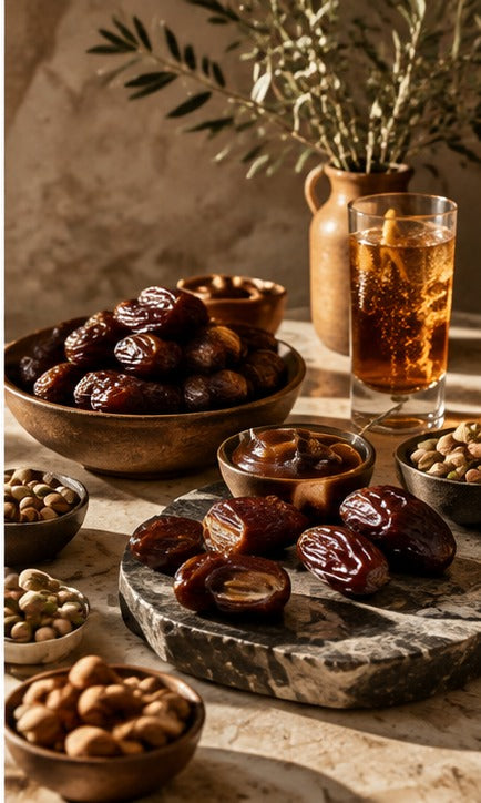 THE LUXE JOURNAL cover for the 2026 date fruit trend with premium dates, tea and refined pantry styling