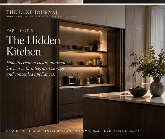 THE LUXE JOURNAL hidden kitchen design guide featuring concealed cabinetry and an integrated minimalist appliance wall
