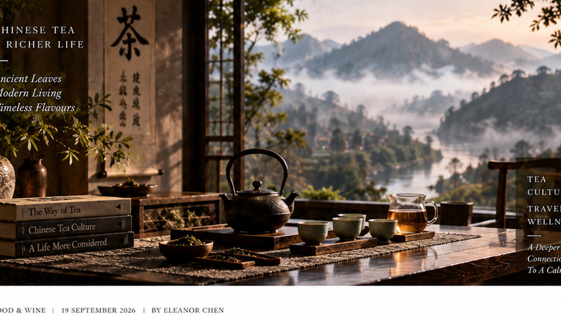 THE LUXE JOURNAL Chinese tea brewing guide cover with teapot, cups and traditional tea table