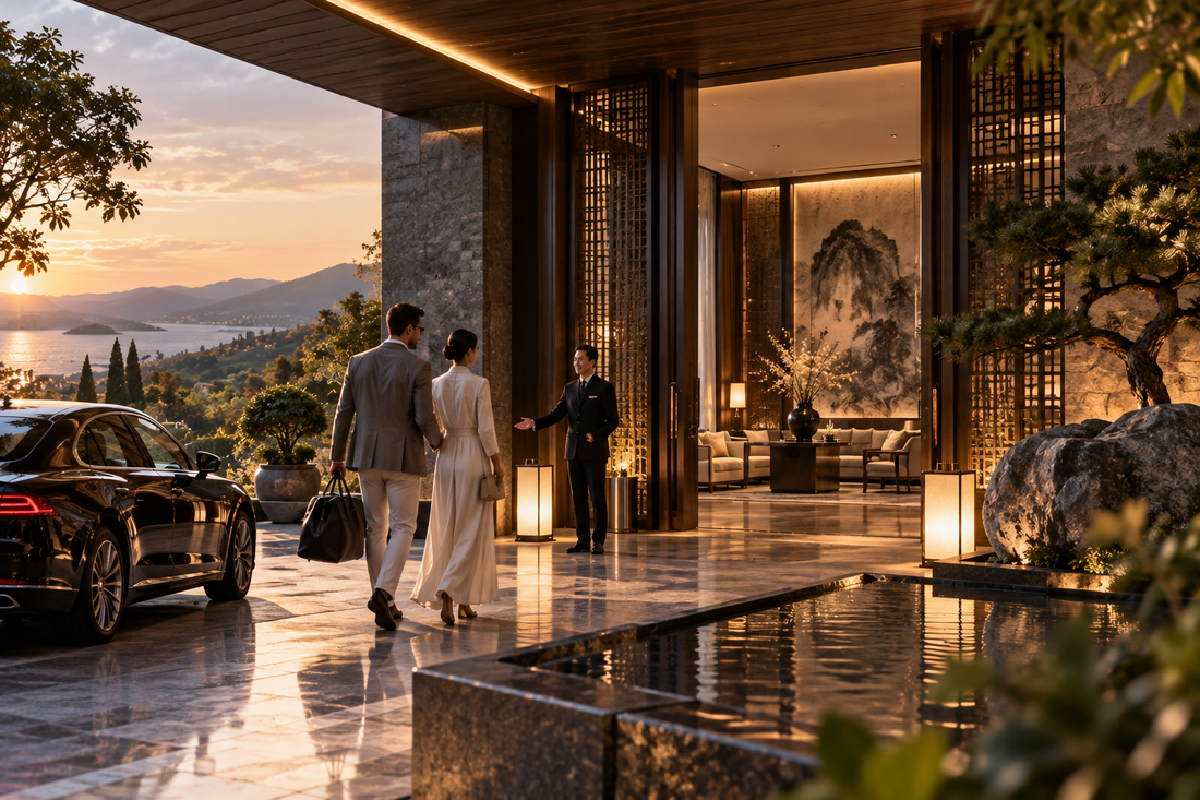 THE LUXE JOURNAL cover for the 2026 Michelin Key global hotel selection, featuring a refined luxury resort arrival