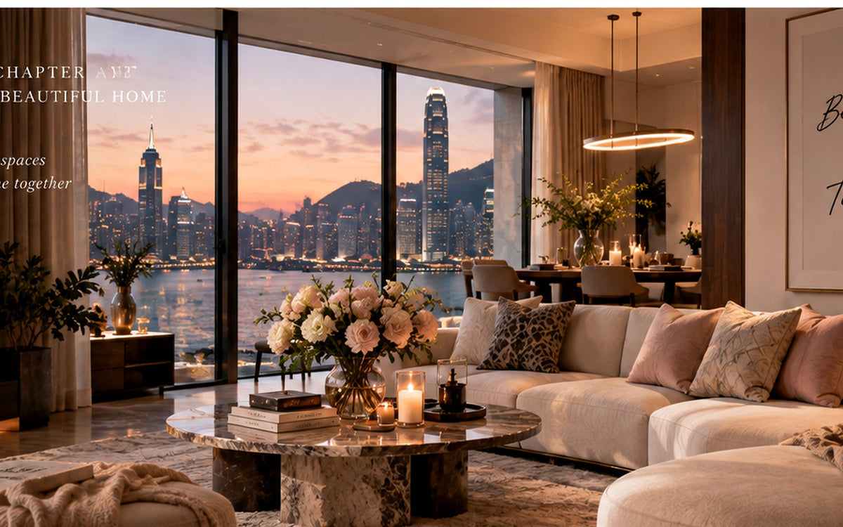 THE LUXE JOURNAL newlywed home renovation guide featuring an elegant contemporary living room