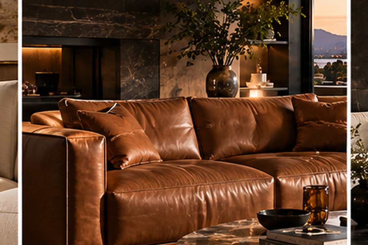 THE LUXE JOURNAL Poltrona Frau sofa guide editorial cover featuring rich leather seating and refined Italian interiors